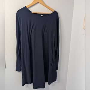 Zenana Premium Navy Long Sleeve Pocket Tunic Dress Size 3X
